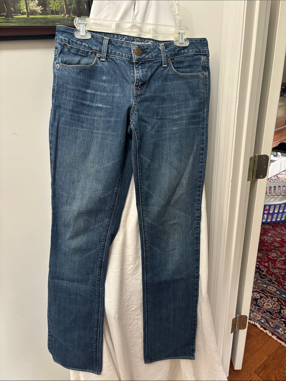 American Eagle Outfitters Dark Blue Straight-Leg Jeans